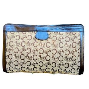 Celine Macadam Canvas and Leather‎ Clutch / Makeup Case EUC